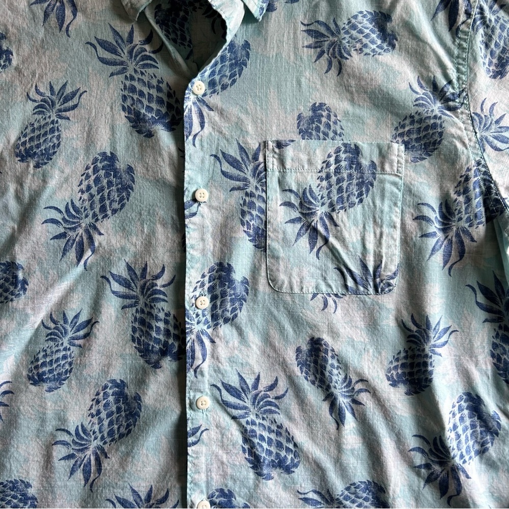 Izod Saltwater Relaxed Classics Blue Pineapple Pattern Shirt‎ XL Button Down - Picture 2 of 6